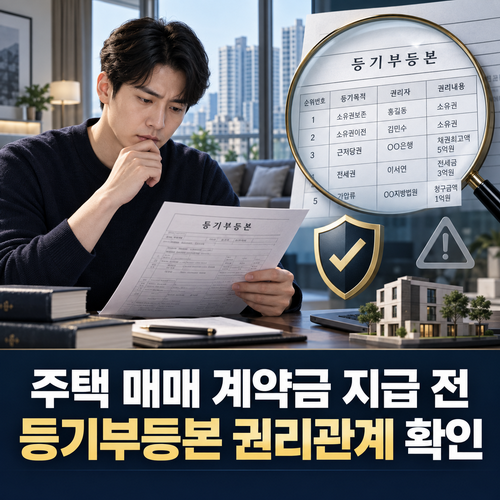 주택 매매 계약금 지급 전 등기부등본 권리관계 확인 방법